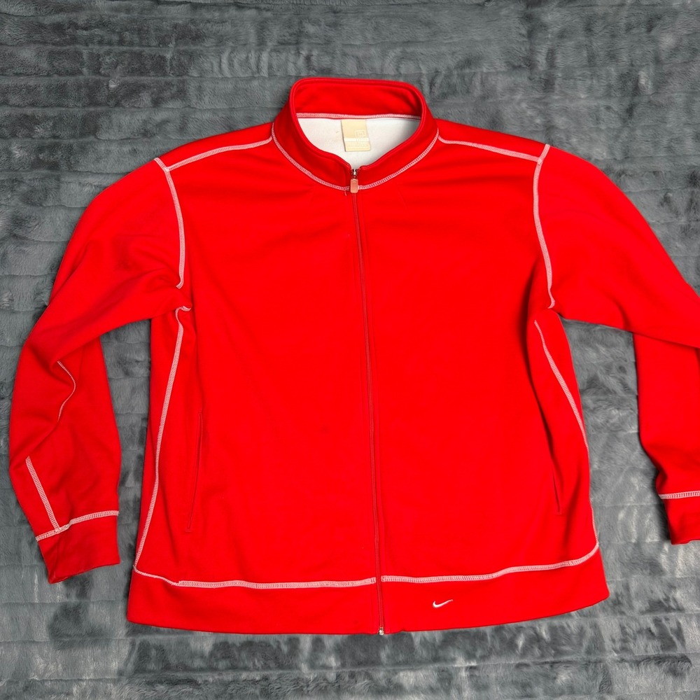 Nike Presto Mens XXL Full Zip Track Jacket Red Fleece Lined Contrast Stitching